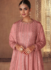 Georgette and Chinon Salwar Suit in Light Pink